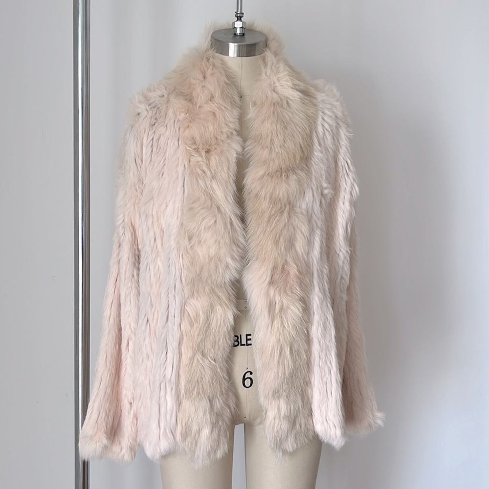 Elizabeth and James Knitted Rabbit Fur Bianca Jacket